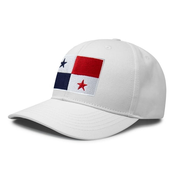 International Tie Panama Flag Hat for Men and Women - Adjustable Snapback Trucker Baseball Cap (All White)