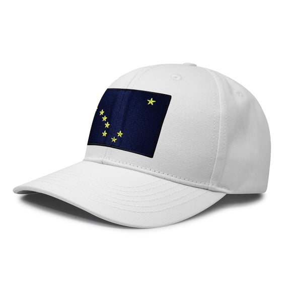 International Tie Premium Alaska Flag Hat for Men and Women - Snapback Trucker Baseball Cap (All White)