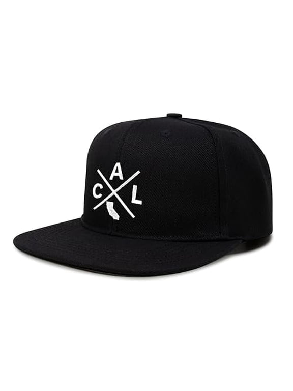 California CAL Hat – Trucker Snapback Cap for Men and Women by International Tie (Black Flatbill)