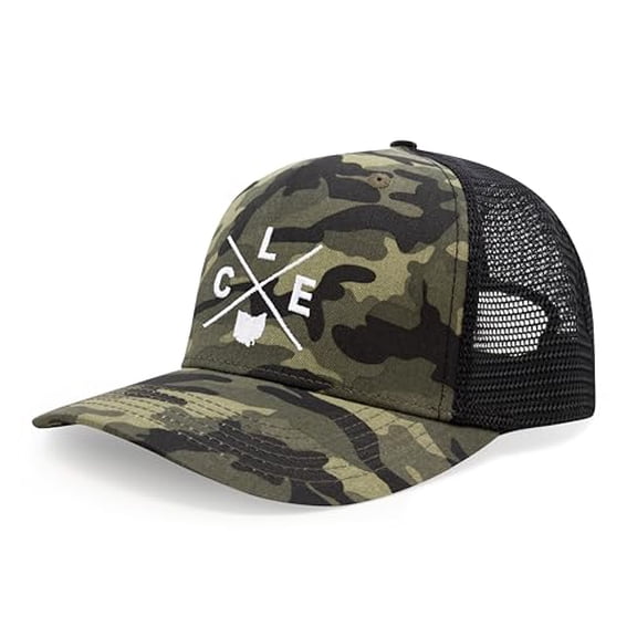 International Tie Premium Cleveland CLE Hat for Men and Women – Snapback Trucker Baseball Cap (Camouflage)