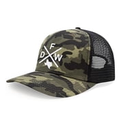 International Tie Premium Dallas Fort Worth DFW Hat for Men and Women   Lone Star State Snapback Trucker Baseball Cap Camouflage