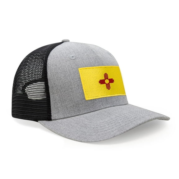 International Tie Premium New Mexico State Flag Hat for Men and Women - Snapback Trucker Baseball Cap (Grey Black)