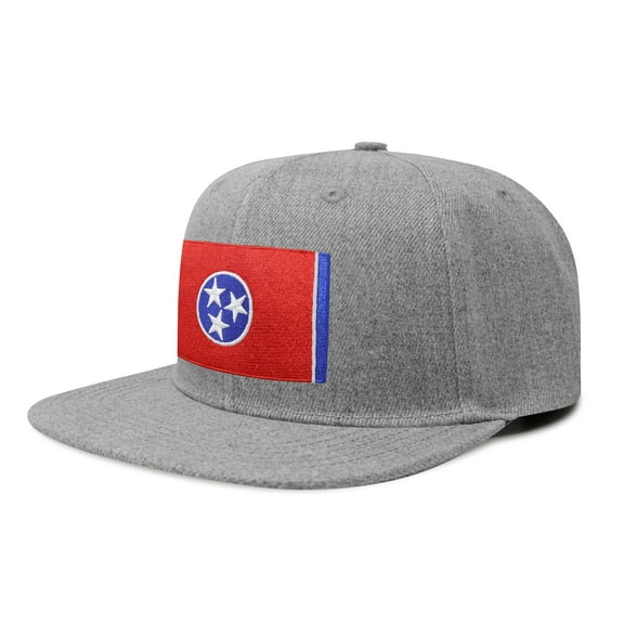 International Tie Premium Tennessee Flag Patch Hat for Men and Women - Snapback Trucker Baseball Cap (Grey Flatbill)