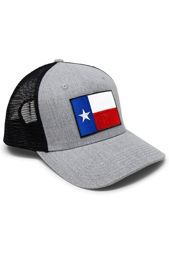 Texas Flag Hat for Men and Women – Lone Star Snapback Trucker Baseball Cap by International Tie (Grey/Black)