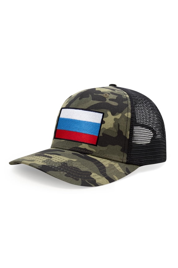 Russian Flag Hat for Men and Women - Adjustable Snapback Trucker Baseball Cap (Camouflage)