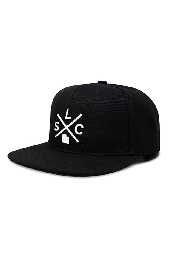 Salt Lake City SLC Hat for Men and Women - Snapback Trucker Baseball Cap (Black Flatbill)