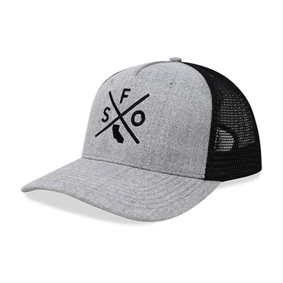 International Tie San Francisco SFO Hat for Men and Women - Snapback Trucker Baseball Cap (Grey/Black)