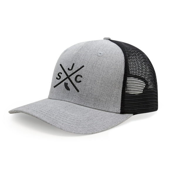 International Tie San Jose California SJC Hat for Men and Women - Snapback Trucker Baseball Cap (Grey/Black)