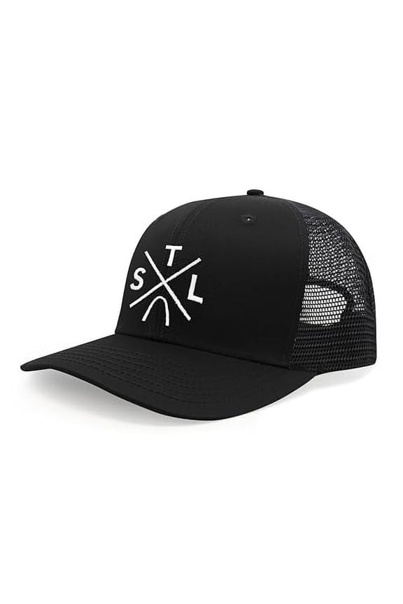 St. Louis STL Hat for Men and Women - Snapback Trucker Baseball Cap (All Black)