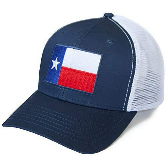 Texas Flag Hat for Men and Women – Lone Star Snapback Trucker Baseball Cap by International Tie (Navy/White)