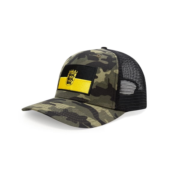 International Tie State Hat for Men and Women, Adjustable Snapback Trucker Baseball Cap with Embroidered Patch (Baden-Wurttemberg, Camouflage)