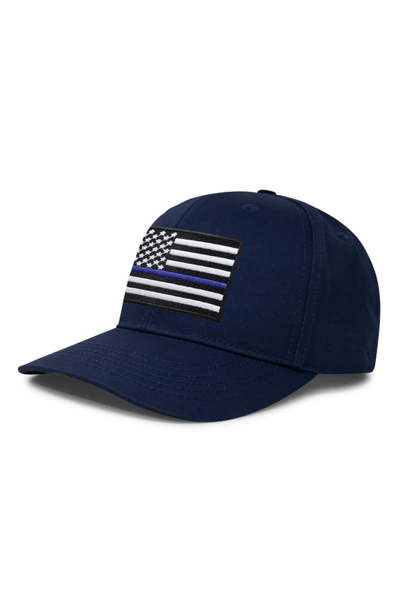 Thin Blue Line Hat for Men and Women - Snapback Trucker Baseball Cap (All Navy)