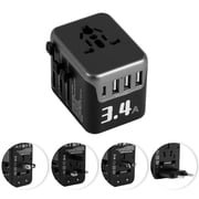 Universal Travel Adapter, All in 1 International Power Plug Adapter with 3-Port USB A & Type-C for USA EU UK AUS