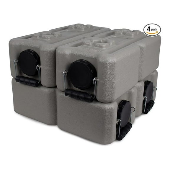 International Water Storage Containers for Emergency Water Storage | 4-Pack of Stackable 3.5 Gallon Water Container Bricks | Food-Grade HDPE Plastic | BPA-Free | STD Tan