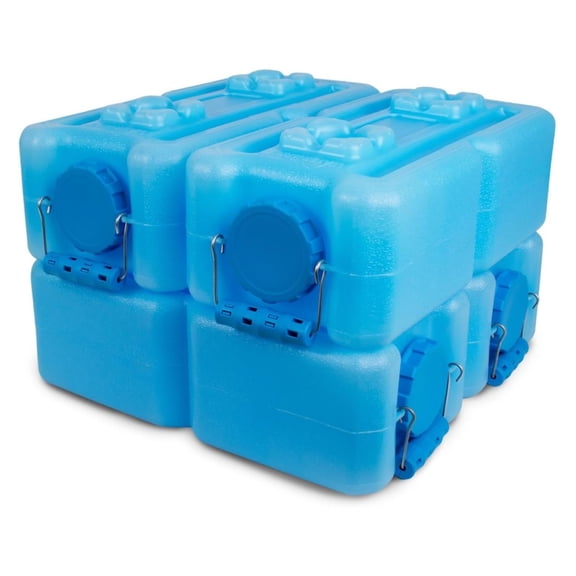 International Water Storage Containers for Emergency Water Storage | 6-Pack of Stackable 3.5 Gallon Water Container Bricks | Food-Grade HDPE Plastic | BPA- | STD Blue