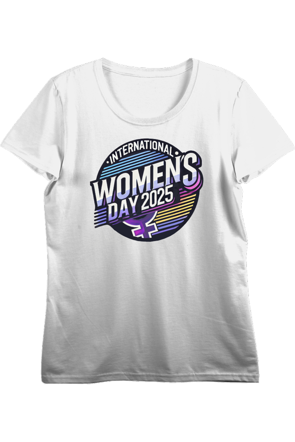 International Women's Day 2025 Colorful Circle Women's Vivid White Crew Neck Short Sleeve Crop Tee-Small