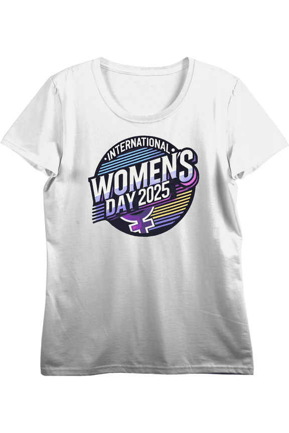 International Women's Day 2025 Colorful Circle Women's Vivid White Crew Neck Short Sleeve Crop Tee-XL