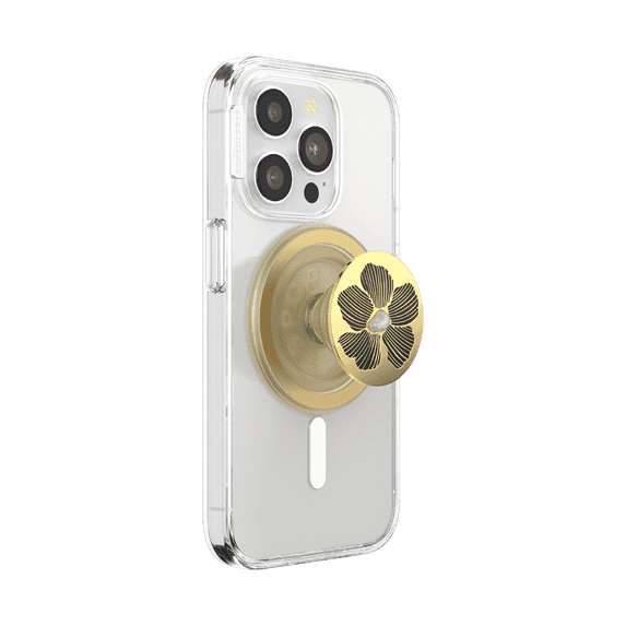 PopSockets Phone Grip for MagSafe, Magnetic Holder, Phone Stand, Gold - Mae Flower w/ Pearl