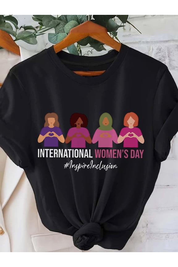 International Women's Day Inspire Inclusion Graphic T-Shirt Empowerment Diversity Equality Feminist Short Sleeve Tee
