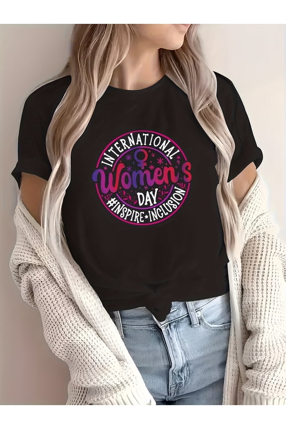 International Women's Day T-Shirt Inspire Inclusion Graphic Tee Retro Feminist Empowerment Apparel