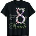 thumbnail image 1 of International Women's Day Tee Pansy Flower March 8th T-Shirt, 1 of 3