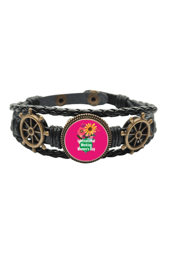 International Working Women Day Leather Braided Ocean Bracelet Wristband