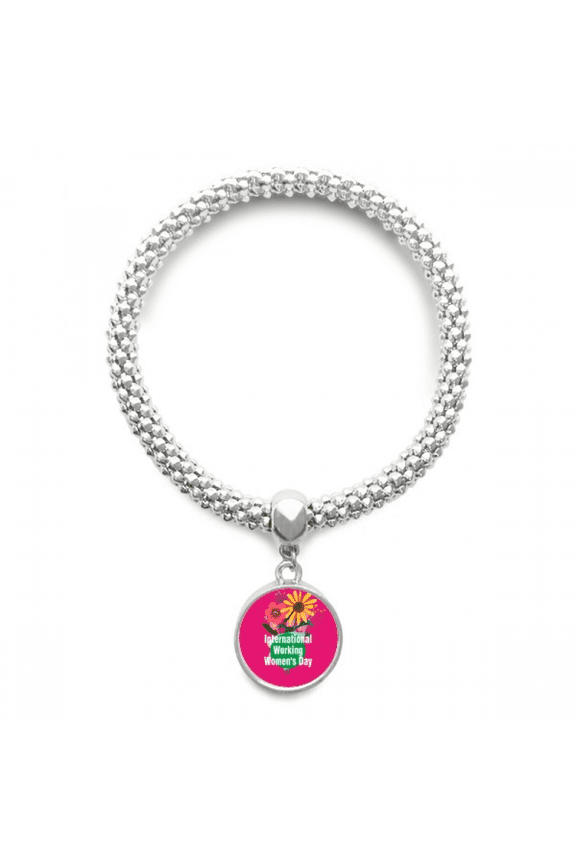 International Working Women Day Sliver Bracelet Pendant Jewelry Chain Adjustable Bangle