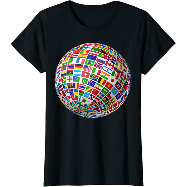 International World Flags T-shirt Flags World Map Tshirt - Walmart.com