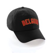 International World Sports Countries Baseball Hat Layered PVC Letters Strapback, Belgium Black Gold Red