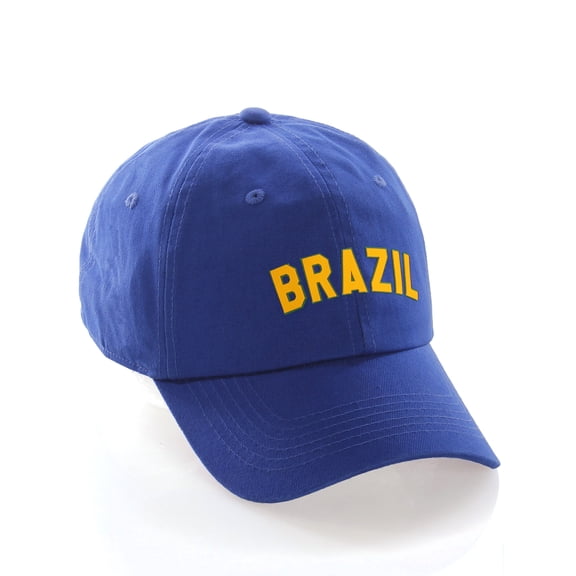 International World Sports Countries Baseball Hat Layered PVC Letters Strapback, Brazil Blue Green Gold