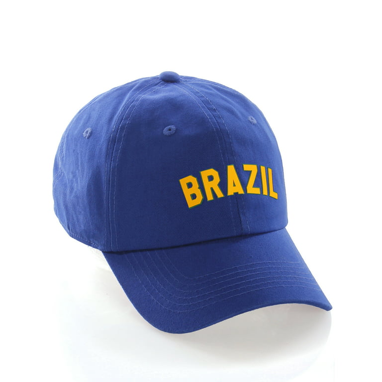 International World Sports Countries Baseball Hat Layered PVC Letters  Strapback, Brazil Blue Green Gold 