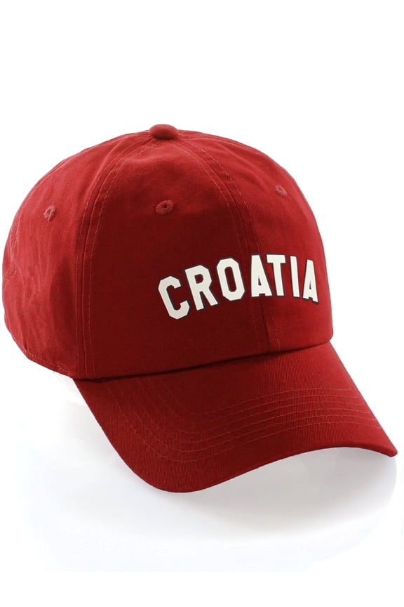 International World Sports Countries Baseball Hat Layered PVC Letters Strapback, Croatia Red Black White