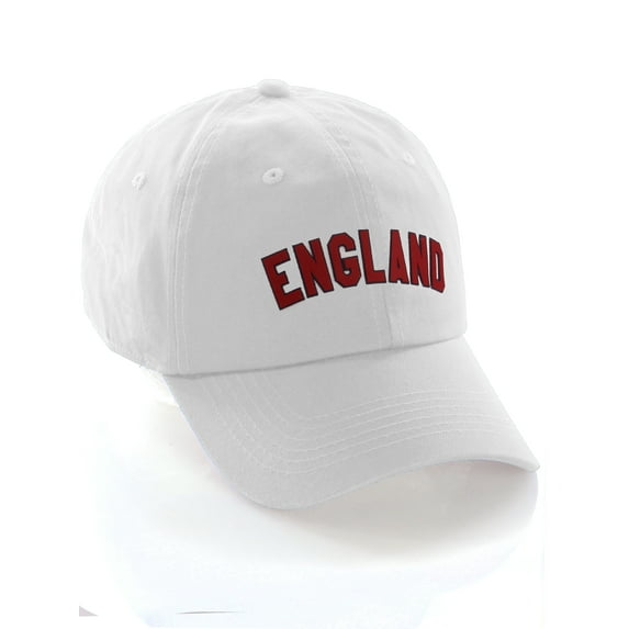International World Sports Countries Baseball Hat Layered PVC Letters Strapback, England White Navy Red