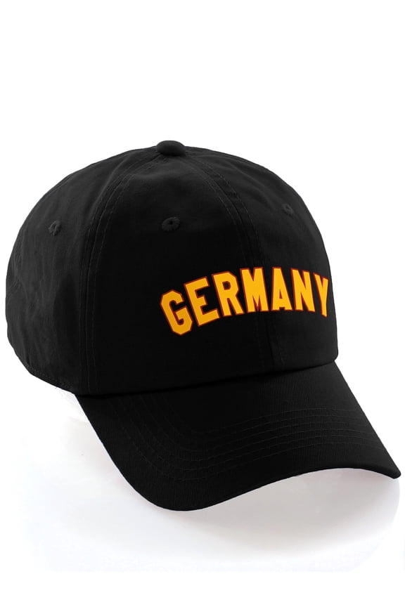 International World Sports Countries Baseball Hat Layered PVC Letters Strapback, Germany Black Red Gold
