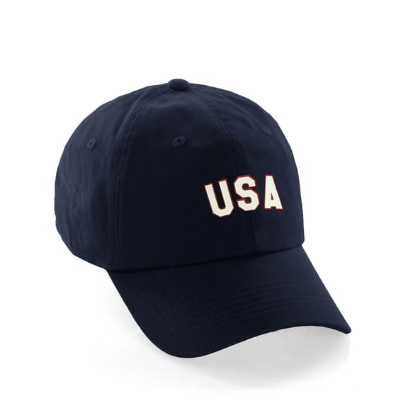 International World Sports Countries Baseball Hat Layered PVC Letters Strapback, USA Navy Red White