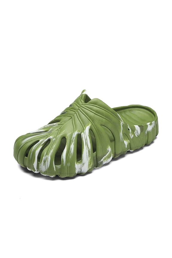 Unisex Leaf Shape Platform Clogs Thick Sole Breathable Slip On Sandals
