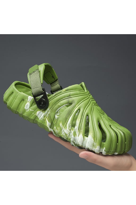 Unisex Leaf Shape Platform Clogs Thick Sole Breathable Slip On Sandals