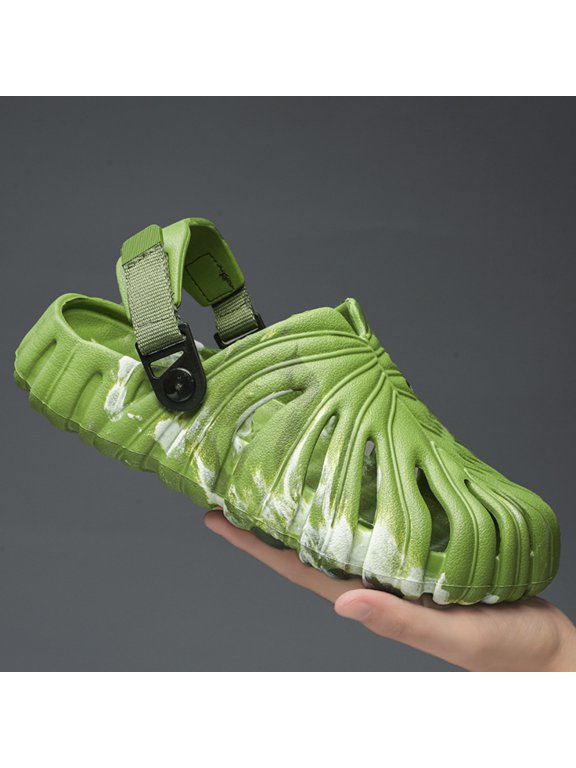 Unisex Leaf Shape Platform Clogs Thick Sole Breathable Slip On Sandals