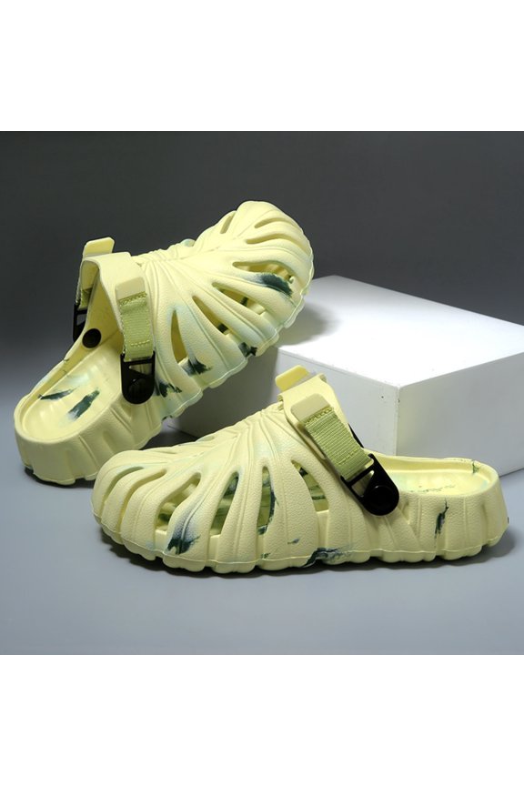 Unisex Leaf Shape Platform Clogs Thick Sole Breathable Slip On Sandals