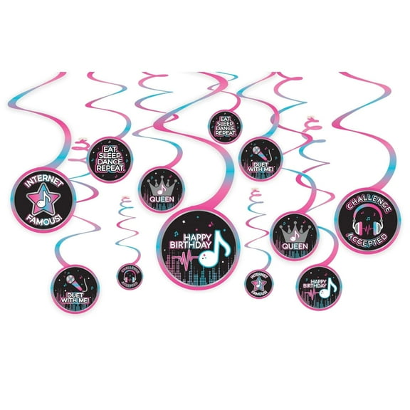 Internet Famous Birthday Spiral Swirls Hanging Decorations 12 Pack