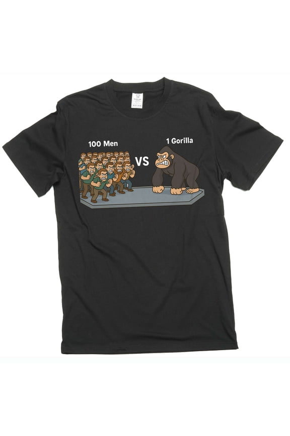 Internet Meme funny Gorilla vs Men challenge tee shirt 100 Human vs 1 gorilla money tee (5X-Large Black)