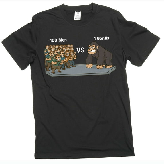 Internet Meme funny Gorilla vs Men challenge tee shirt 100 Human vs 1 gorilla money tee