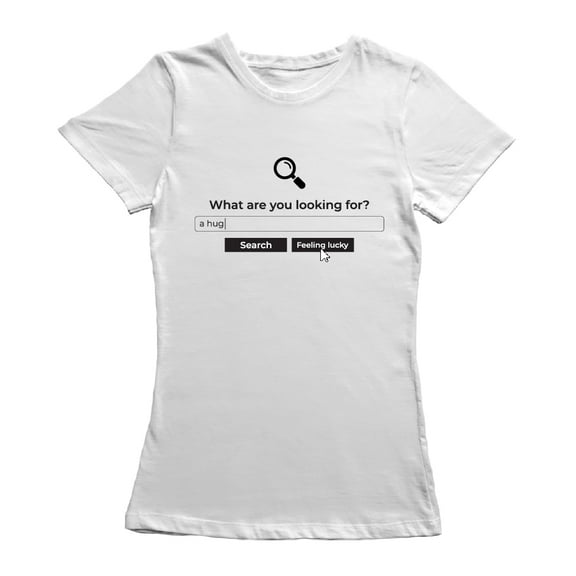 Internet Search Hug Graphic Women White T-Shirt, Female x-Large