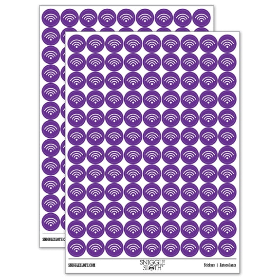 Internet Wifi Symbol 200+ Round Stickers - Purple - Matte Finish - 0.50" Size