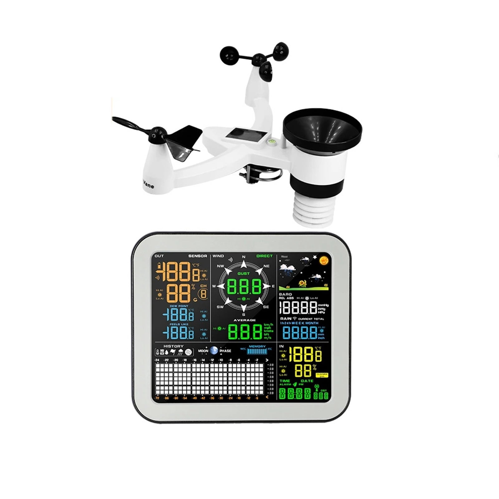 Internet Wireless Weather Station Weather Forecast Temperature Pressure Humidity Wind Rain Gauge Moon Phrase Alarm Clock Tester ,High Precision