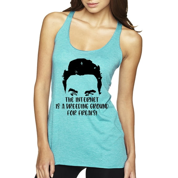Internet is a Breeding Ground David Schitt's TV Quote Pop Culture Tri-Blend Racerback Tank Top, Tahiti Blue, Large