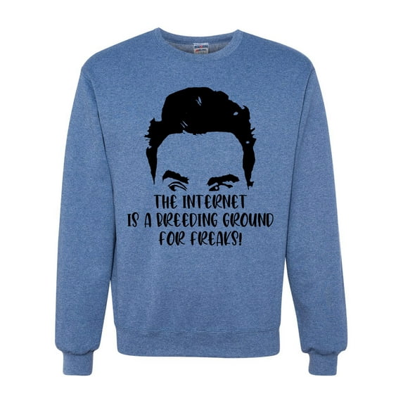 Internet is a Breeding Ground David Schitt's TV Quote Pop Culture Unisex Crewneck Graphic Sweatshirt, Vintage Heather Blue, Small
