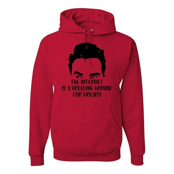Internet is a Breeding Ground David Schitt's TV Quote Pop Culture Unisex Graphic Hoodie Sweatshirt, Red, 3XL