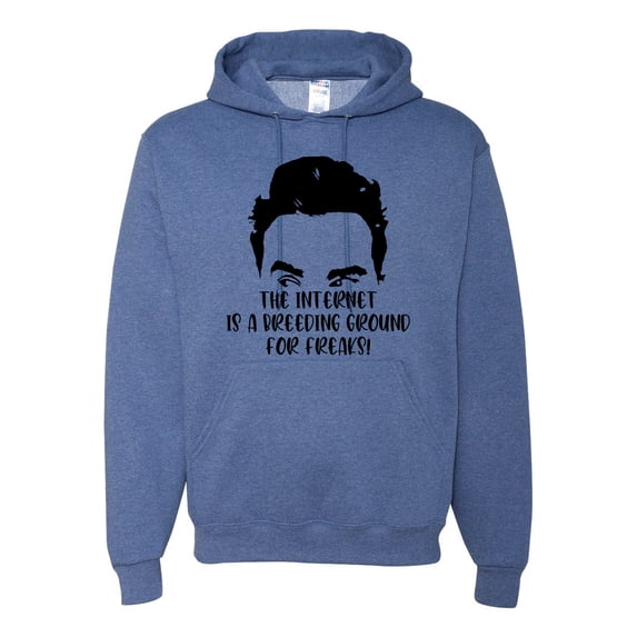 Internet is a Breeding Ground David Schitt's TV Quote Pop Culture Unisex Graphic Hoodie Sweatshirt, Vintage Heather Blue, Medium