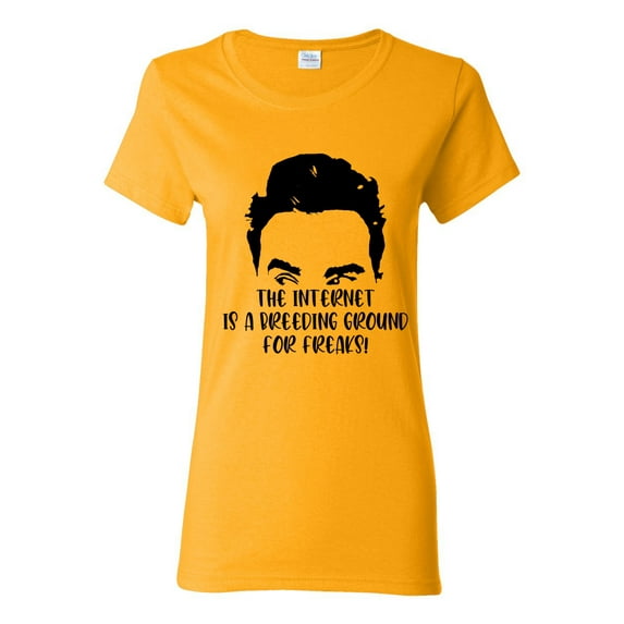 Internet is a Breeding Ground David Schitt's TV Quote Pop Culture Womens Graphic T-Shirt, Gold, 3XL